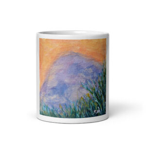 Rock at Sunset White mug