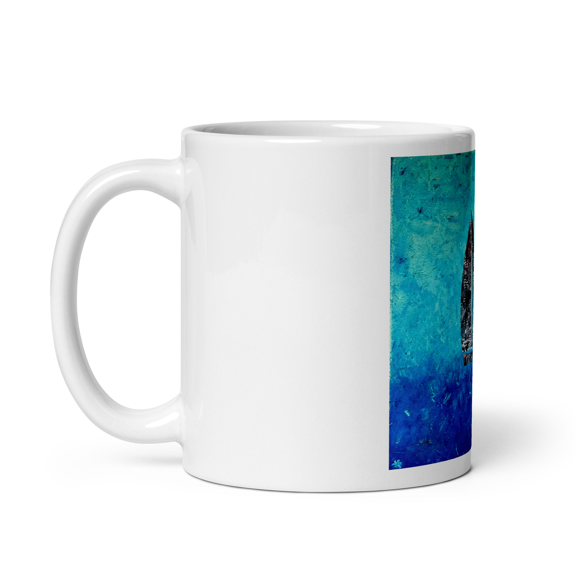 The Sail Boat, Jonestown Texas White glossy mug - Image 3
