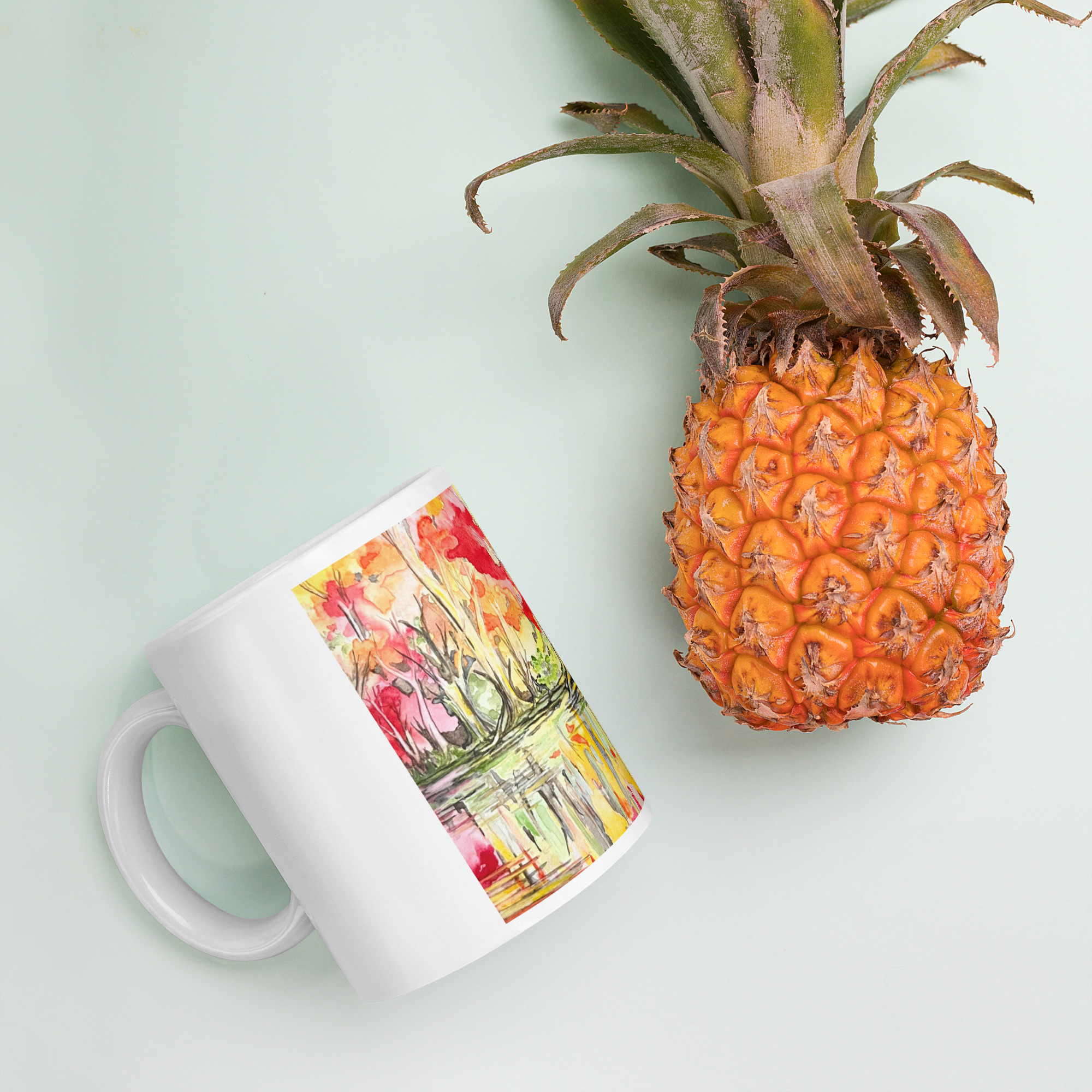 Serene Reflections | White glossy mug - Image 8