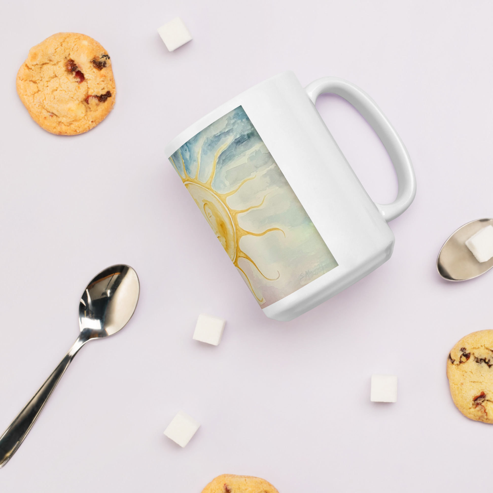 Sleeping Sun | White glossy mug - Image 10