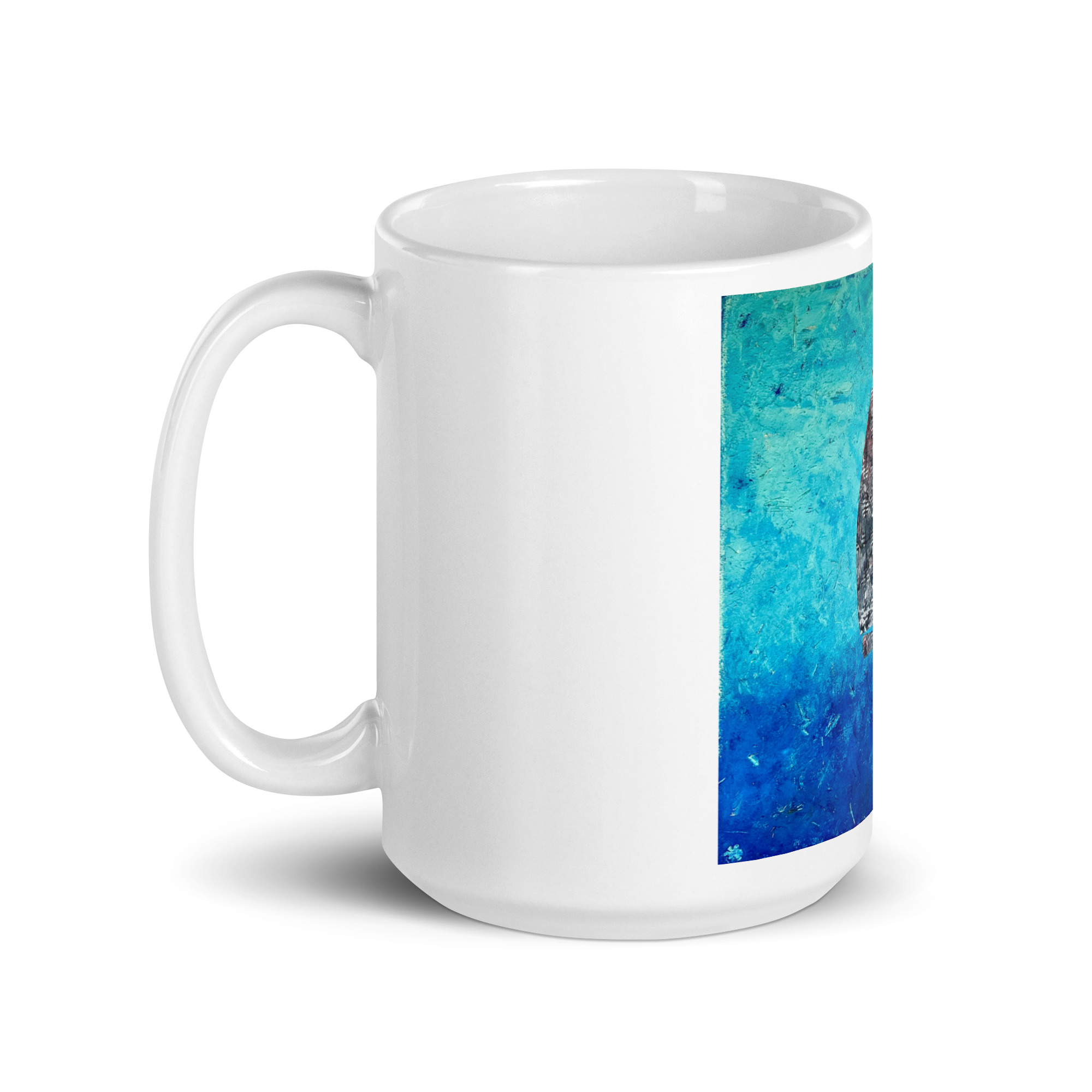 The Sail Boat, Jonestown Texas White glossy mug - Image 5