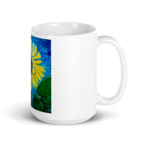 Sunflower White glossy mug