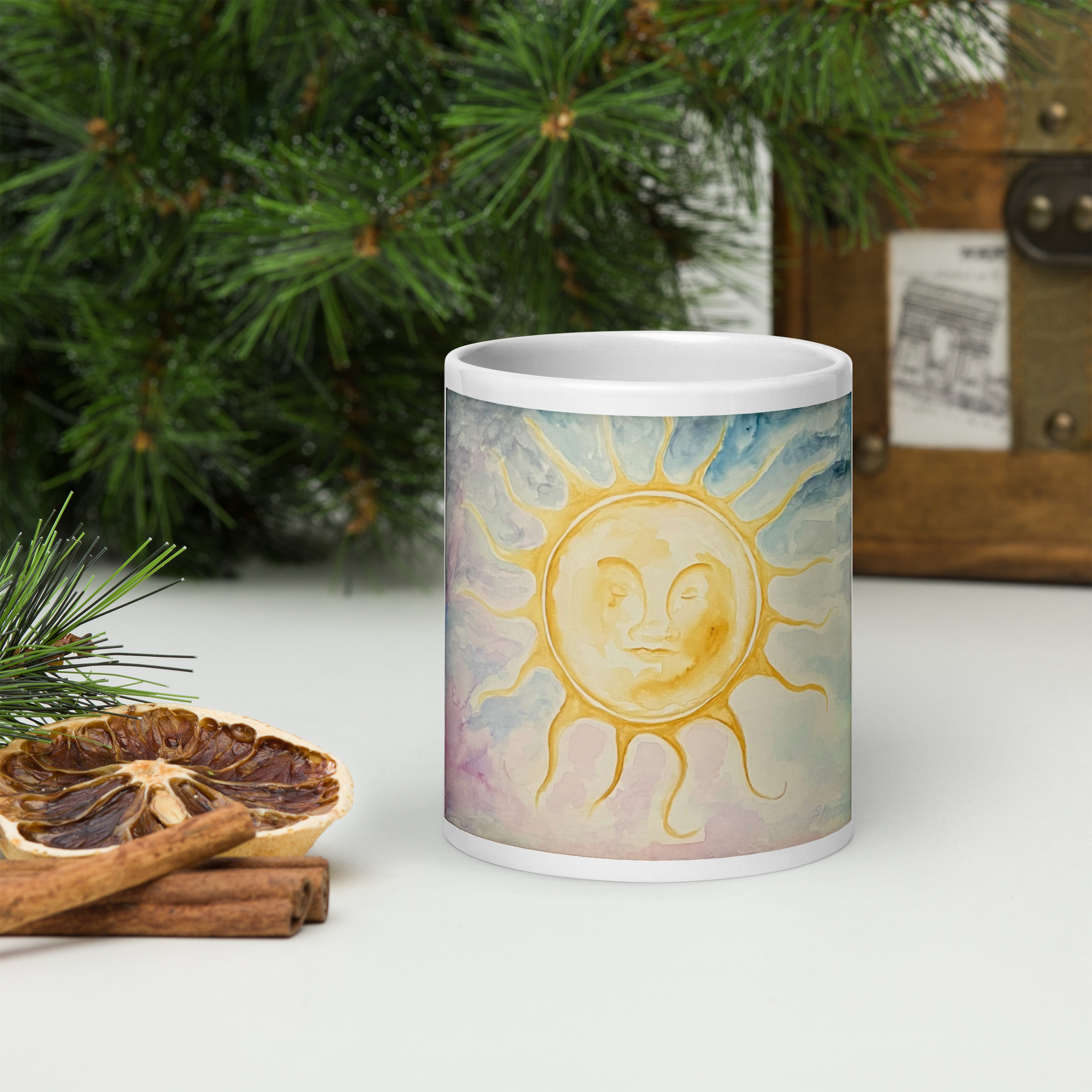 Sleeping Sun | White glossy mug - Image 12